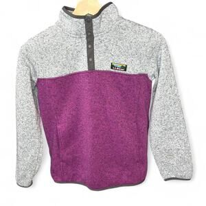 L.L. Bean Kids' Sweater Fleece Pullover Purple Gray Colorblock M 10-12